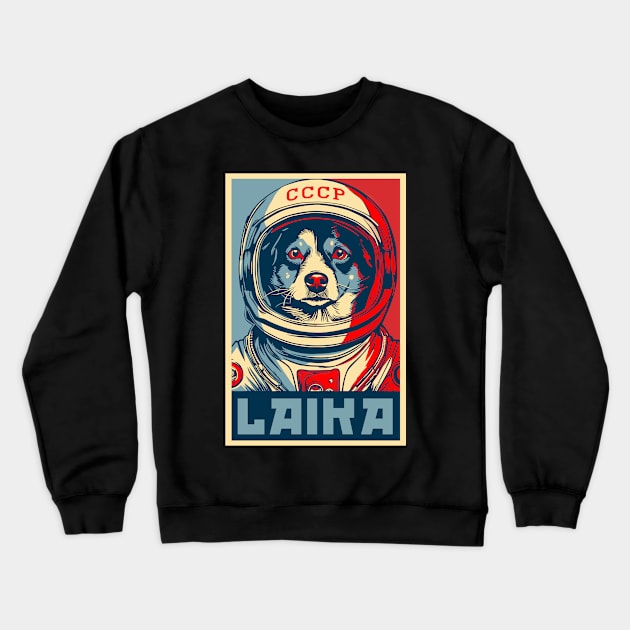 Laika First Animal to Orbit Earth Crewneck Sweatshirt by dnacreativedesign